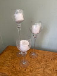 3 Glass Candle Holders