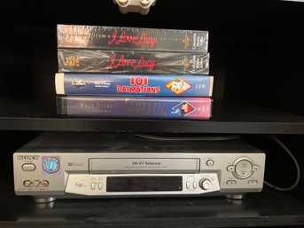 4 VHS Tapes And Sony Video Cassete Recordwr SLV-N81