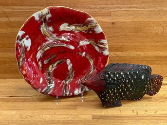 Fish Handmade In Thailand And Platter Made In Italy