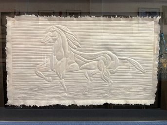 White Horse Galloping Embossed Pressed Paper Signed Hidalgo AP (artist Proof)