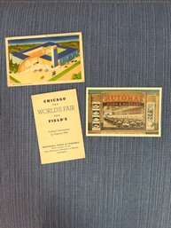 Worlds Fair 1934 Compact Information For Visitors, 1939 Worlds Fair Postcard & Horn & Hardart Postcard