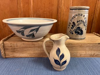 Signed Country Corner Stoneware, Williamsburg Pottery And Emerson Creek Pottery Bowl