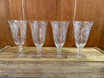 4- Etched Glass Drinking Glasses