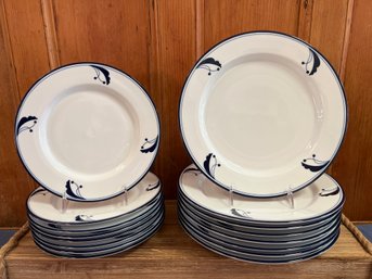 16- Dansk Flora Bay Berry Blue Dinner Plates And Salad Plates