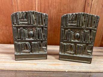 Vintage 'Bookcase' Brass Bookends