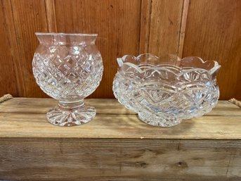 Crystal Fruit Bowl And Pedestal Vase