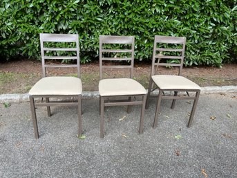 3- Metal And Fabric Folding Chairs