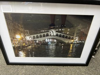 Photograph Of Large Rialto Bridge Scene In Venice