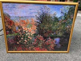 Claude Monet The Rose Bushes In Garden At Montgeron Print