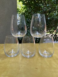 5- Lenox Stemless Wine Glasses Made In Slovakia