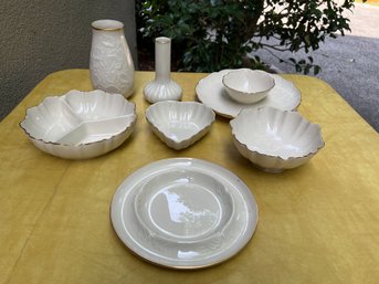 5-lenox Trinket Bowls, Plates, Vase And 2- Toyo Vase And Heart Trinket Dish