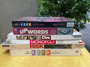 Board Games: Life, Monopoly, Clue, Risk, Up Words And The Marvelous Mrs Maisel Life Game