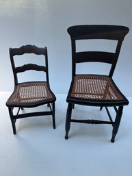 2- Antique Canning Black Wood Chairs