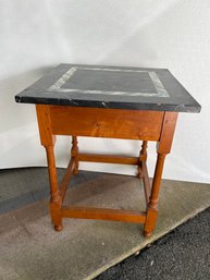 Painted Marble Looking Wood End Table