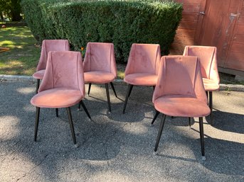 6- Contemporary Pink Chairs With Black Legs