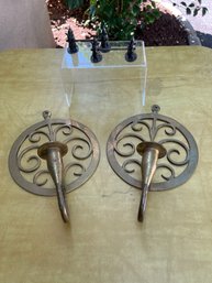 Brass Candle Wall Hangers, And Antique Squirrel Knife Rest