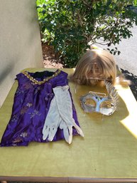 Hand Made Flapper Dresser, Masquerade Mask, Blonde Tiffany Wig And Gloves