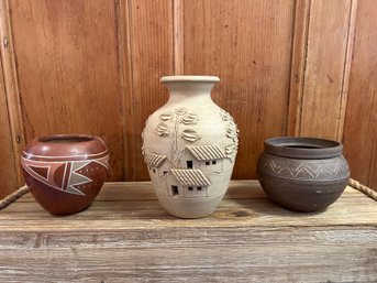 Earth Tone Pottery Vases: Native American Pottery.