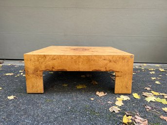 Milo Baughman Style Vintage Modern Burl Wood Coffee Table