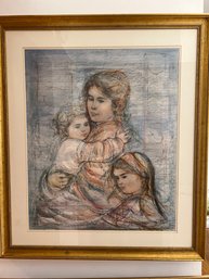 Edna Hibel 'Julia And Children' Hand Signed Limited Edition Lithograph Art
