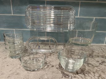 Glassware: Sorbet Cups, Platters, Trifle Bowl.