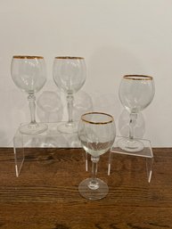 4- Gold Rim Wine Glassware