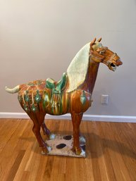 20th Century Chinese Tang Dynasty Glazed Sancai Horse Statue