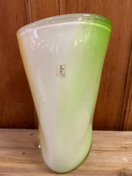 Sao Marcos Cristais Green, White And Tangerine 12.5' Tall  Vase