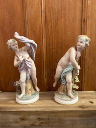 Cupid And Psyche Porcelain Statues