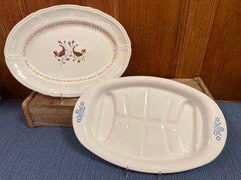 Liberty Hall Ironstone Valley Forge Platter And Corning Ware Platter