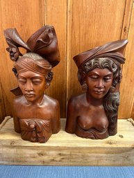 2- Indonesian Wood Carved Statues