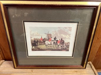 WILLIAM SHAYER 'THE MEET' FOX HUNTING COLOR ENGRAVING Wood Frame  (1983)