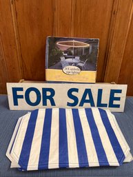 Double Sided Metal For Sale Sign, 4 Vinyl Placemats And 28ft Umbrella Rope Lighting