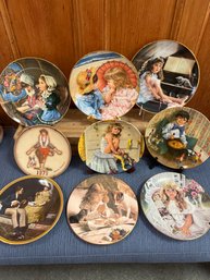 9- Decor Plates: Reco, Norman Rockwell, Pears, Knowles And Commercial Decal