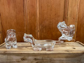 Vintage Carole Stupell Art Glass Squirrel, Cat And Dog