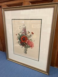 Jean Louis Prevost Hand Colored Print Pansies Poppies Peony No. 6