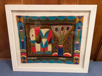 VINTAGE SOUTH AFRICAN KAROSS SHANGAAN HAND EMBROIDERED NEEDLEWORK. ELEPHANT