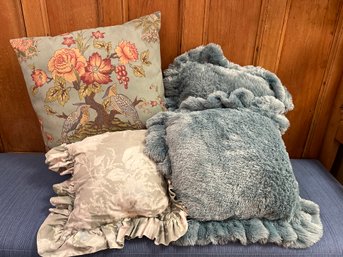 4 Blue Color Throw Pillows