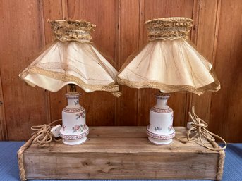 Vintage Floral Lamps With Scalopped Shade
