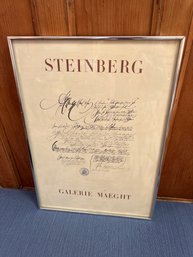 1970 LISTED AMERICAN SAUL STEINBERG GALERIE MAEGHT LE LITHOGRAPH 'DIPLOMA'