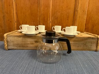 Melitta Coffee Carafe And 6 Porcelain Espresso Cups/saucers