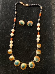 Operculum Shell Necklace And Earrings