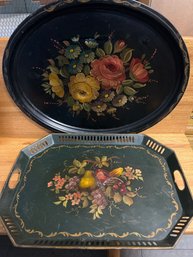 2- Flower And Fruit Metal Trays