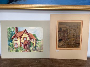 2 Pieces: Krommer: Cottage And Inside Of House