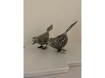 Silver Bird Figure Set Of 2