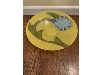 Hand Painted Yellow And Blue Flower Bowl