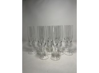 Ten Crystal Champagne Flutes