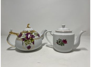 Chinese Floral And Gold Teapots
