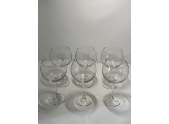 Six Crystal Red Wine Glasses