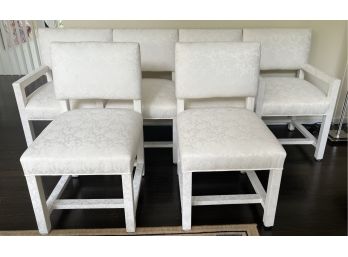 6 White Fabric Chairs